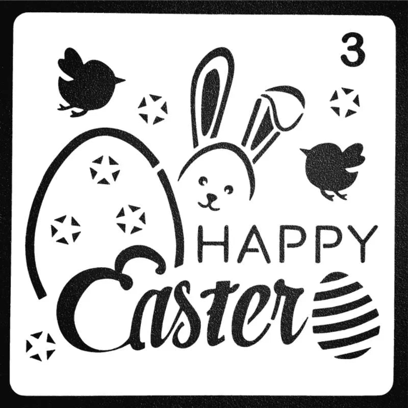 Fashion Easter Hollow Out Drawing Board Template - Plastic, Simple, White - 13x13cm , 