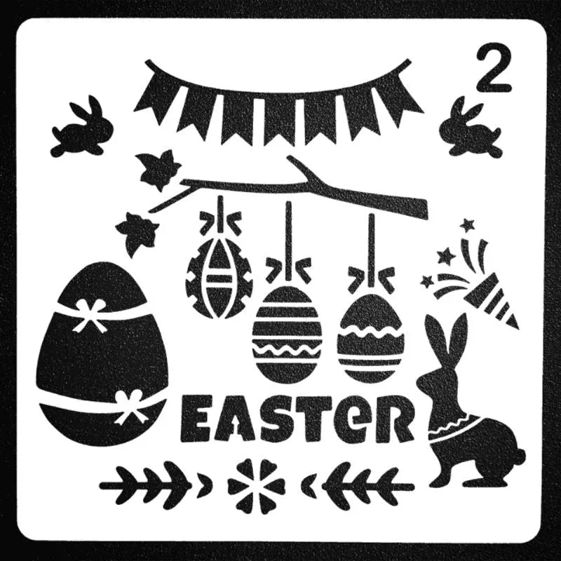 Fashion Easter Hollow Out Drawing Board Template - Plastic, Simple, White - 13x13cm , 