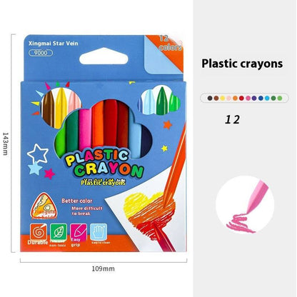 Children's Non Dirty Hand Oil Painting Stick Set Triangle Plastic Crayon