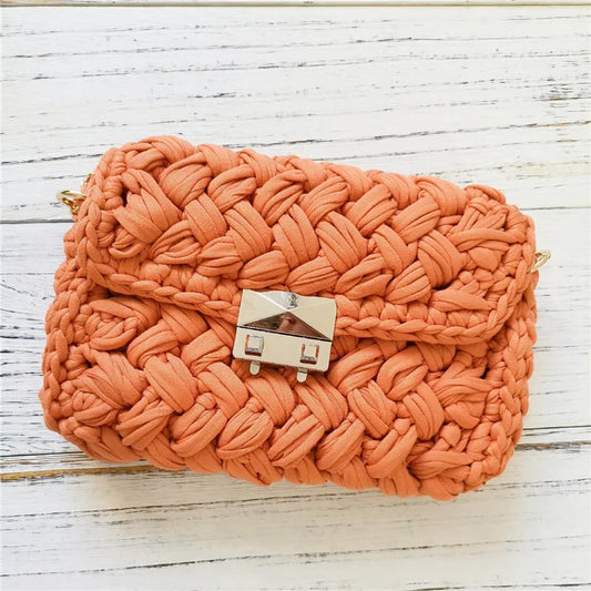 Linha de pano de crochê crossbody artesanal pequena fragrância bolsa de tricô