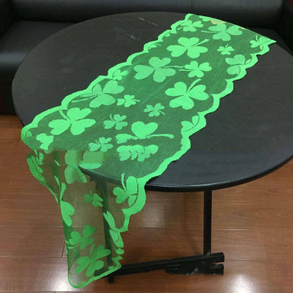 Green Irish Shamrock Festival Table Runner - Retro Nostalgic Style - 33x183cm Size , 