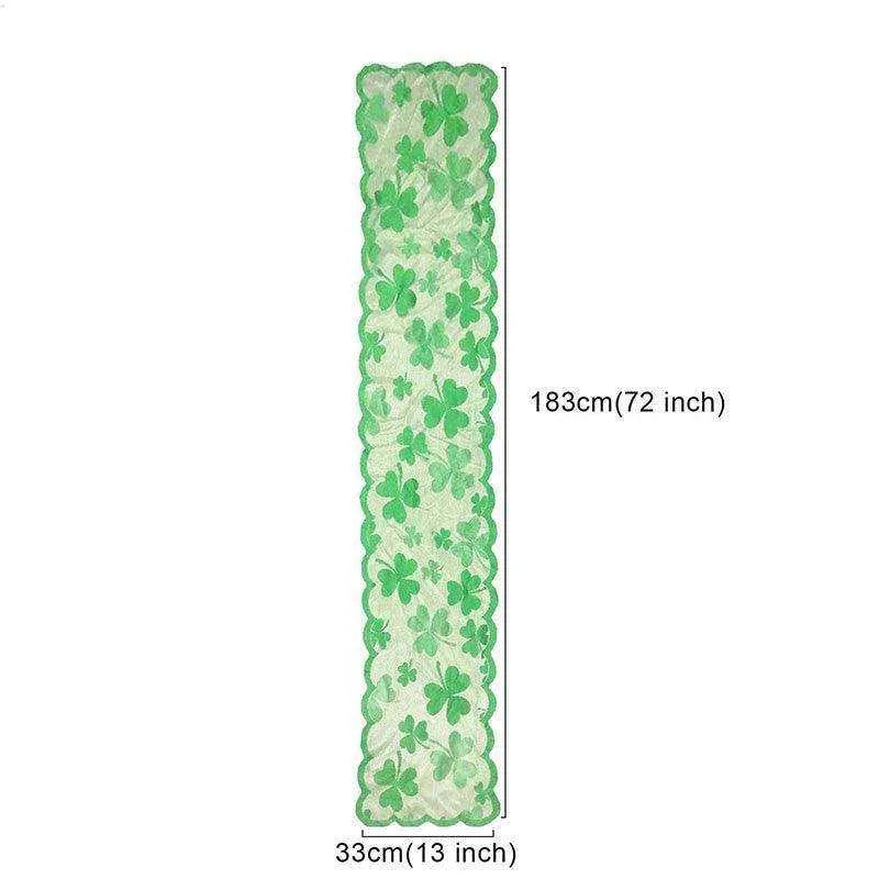 Green Irish Shamrock Festival Table Runner - Retro Nostalgic Style - 33x183cm Size , 