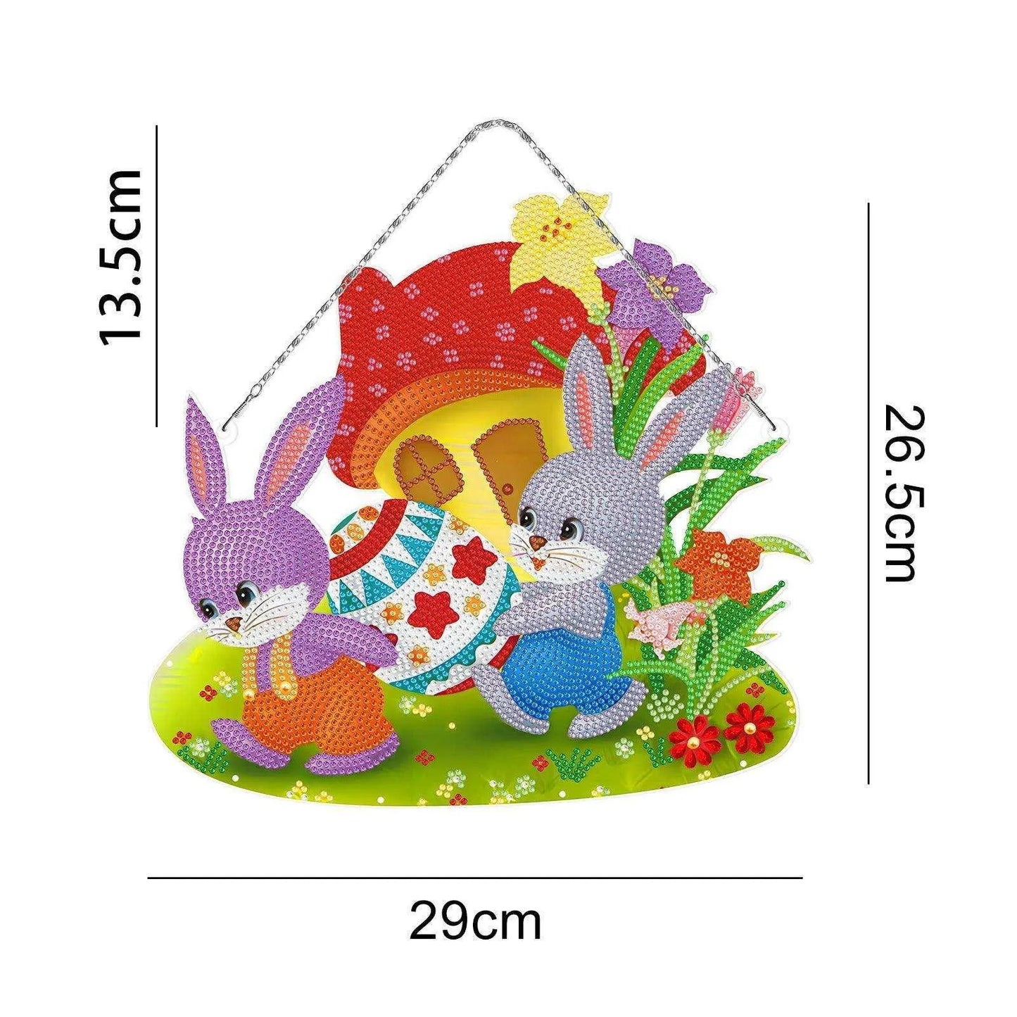 Handmade DIY Diamond Painting Easter Bunny Kit - PVC Material - Frameless - Multiple Sizes - Complete Drill Kit , 