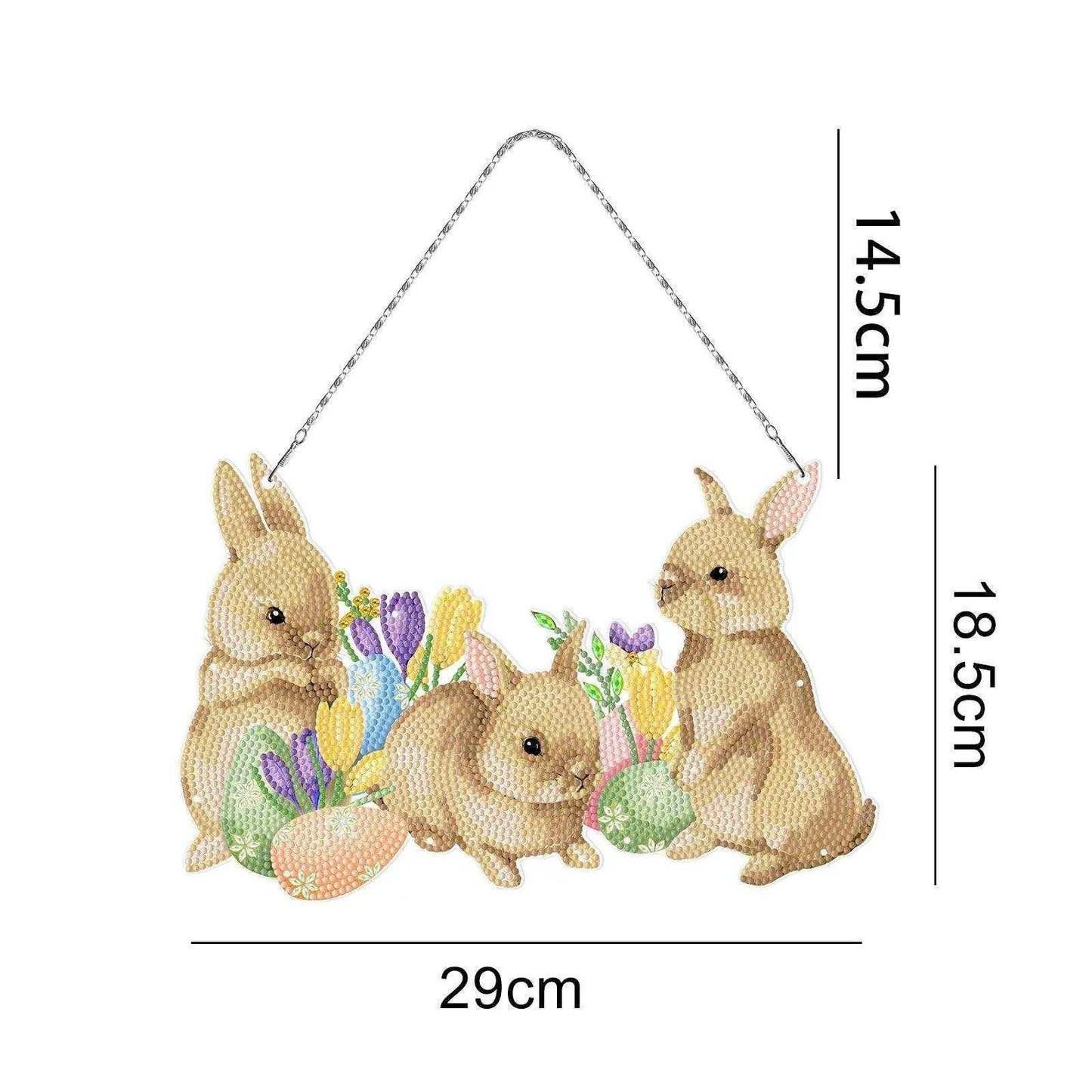 Handmade DIY Diamond Painting Easter Bunny Kit - PVC Material - Frameless - Multiple Sizes - Complete Drill Kit , 