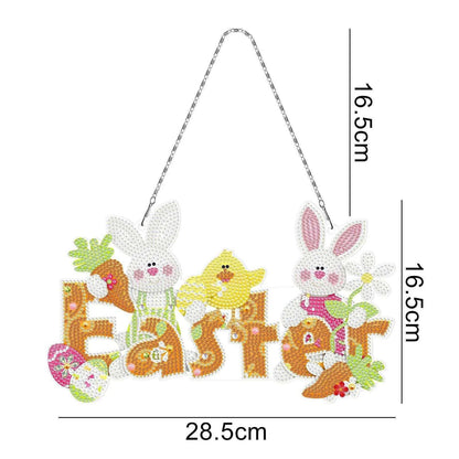 Handmade DIY Diamond Painting Easter Bunny Kit - PVC Material - Frameless - Multiple Sizes - Complete Drill Kit , 