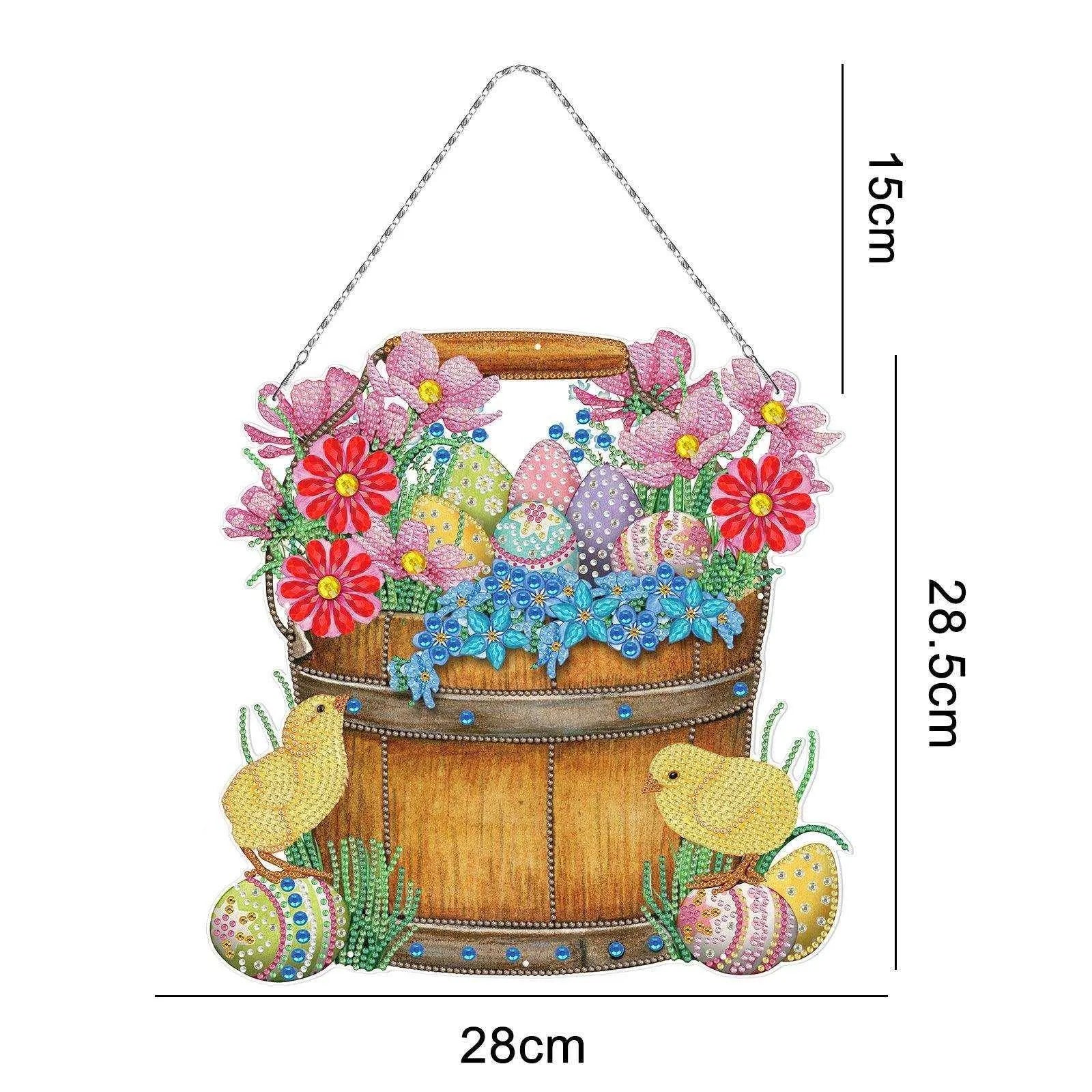 Handmade DIY Diamond Painting Easter Bunny Kit - PVC Material - Frameless - Multiple Sizes - Complete Drill Kit , 