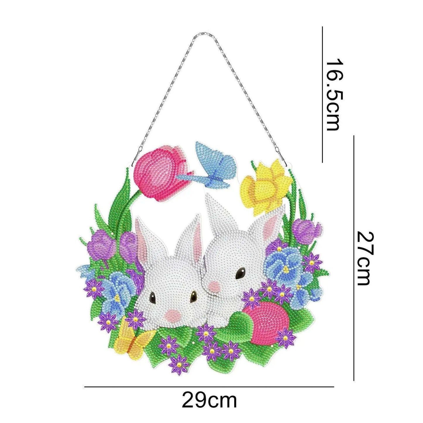 Handmade DIY Diamond Painting Easter Bunny Kit - PVC Material - Frameless - Multiple Sizes - Complete Drill Kit , 