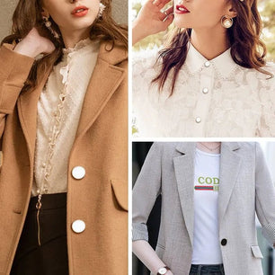 High - end High - leg Men's And Women's Suit Shirt Coat White Black Round Decorative Metal Buttons - DiyCraftsProject