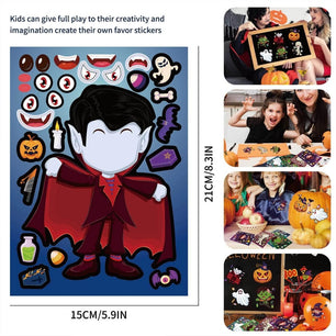 Horror Halloween Children Anime Cartoon Vampire Pumpkin Puzzle Hand Account DIY Stickers - DiyCraftsProject