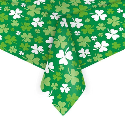 Irish Holiday Party Tablecloth - Fashion Green Minimalist Print - Durable Plastic - 137x229CM , 