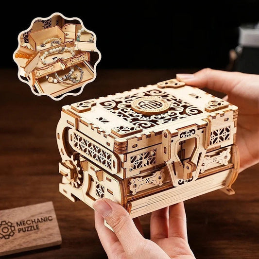 Jewelry Box 3D Puzzle Model Gift Wooden Toy - DiyCraftsProject