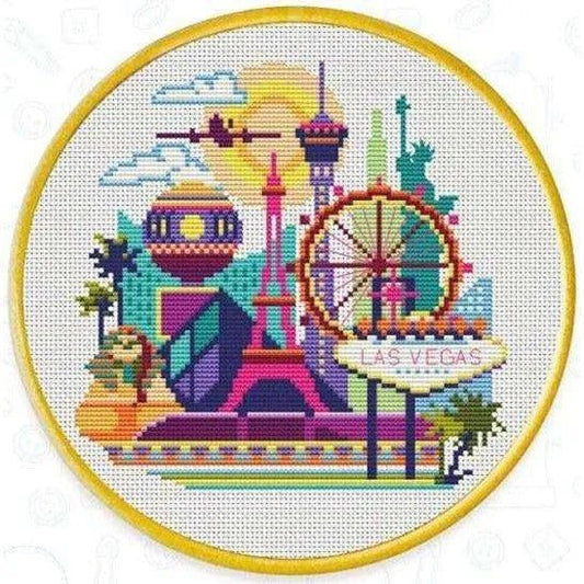 Las Vegas Embroidery Pattern - DIY Wall Decor Kit - DiyCraftsProject