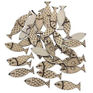 Log Cute Fish Shape Wood Piece Handmade DIY Small Fish Wooden Button Decorative Supplies Materials - DiyCraftsProject