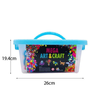 Mega Arts & Crafts Kit - 1 Craft Box for Kids with Pom - Poms, Popsicle Sticks, Beads, Buttons, Foam Letters/Numbers, Strings & Scissors - DiyCraftsProject