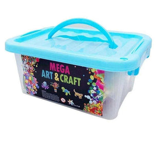 Mega Arts & Crafts Kit - 1 Craft Box for Kids with Pom - Poms, Popsicle Sticks, Beads, Buttons, Foam Letters/Numbers, Strings & Scissors - DiyCraftsProject