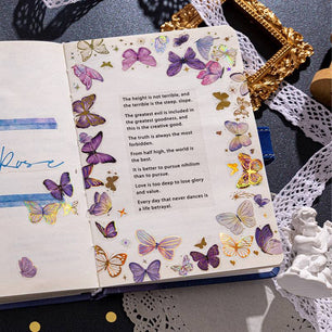 PET Ins Bronzing Butterfly DIY Notebook Flat Sticker - DiyCraftsProject