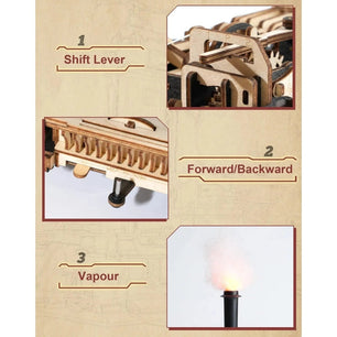 Robotime Rokr Train Model 3D Wooden Puzzle For Steam Engine - DiyCraftsProject