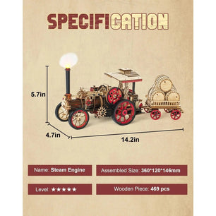 Robotime Rokr Train Model 3D Wooden Puzzle For Steam Engine - DiyCraftsProject