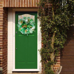 Shamrock Ribbon Wreath - Irish Festival Garland - 40x40x9cm - DiyCraftsProject