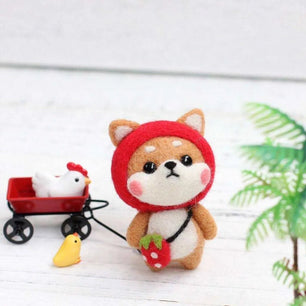 Shiba Inu Wool Felt Kit - DIY Doll Making with Needles & Patterns - 4cm Size - DiyCraftsProject