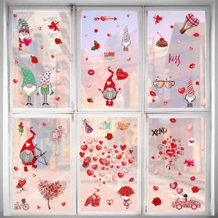 Valentine's Day Heart - Shaped Electrostatic Stickers - 9 Sheets, Nordic Style Ambiance - DiyCraftsProject