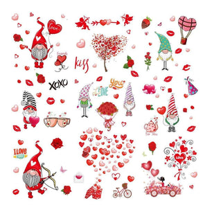 Valentine's Day Heart - Shaped Electrostatic Stickers - 9 Sheets, Nordic Style Ambiance - DiyCraftsProject