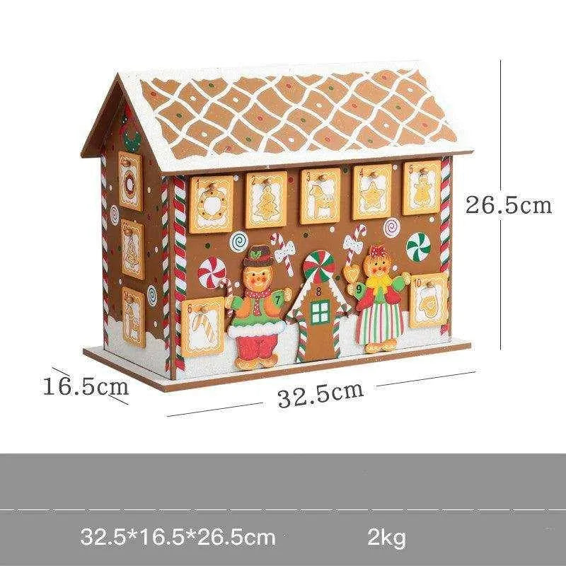 Wooden Christmas Calendar Decoration for Festive Countdown - Red and Green - 37x32x6cm , christmas decoration, Christmas decoration wooden calendar