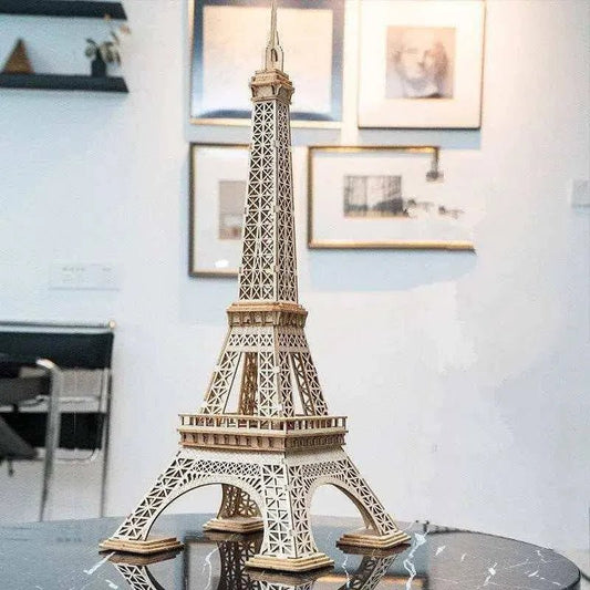 Wooden Eiffel Tower Model Building Kit - High - Quality 3D Puzzle - DiyCraftsProject