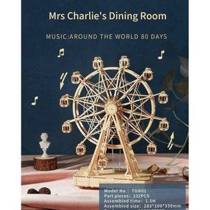 Wooden Ferris Wheel Model Toy Building Block Music Box - DiyCraftsProject