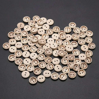 100 Wooden buttons handmade button made with love 15mm 20mm 25mm