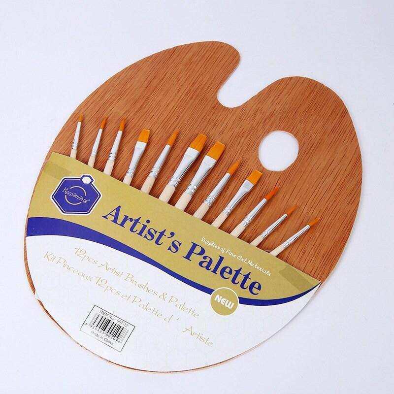 Paint Brush Set 12pcs With Wood Palette