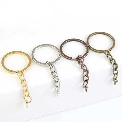 20pcs Key Ring with Chain Stainless Steel Keychain with Ring Keychains in Brass Gold Silver Bronze Jump Rings Bulk Split Key Ring