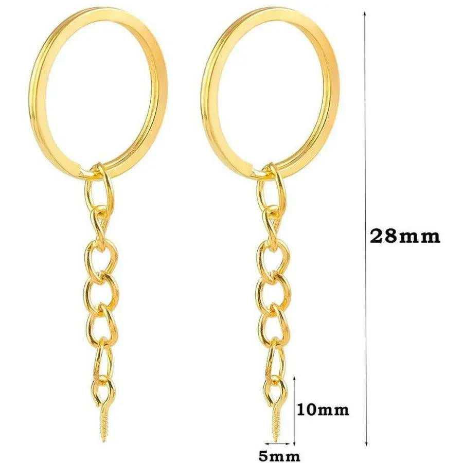 20pcs Key Ring with Chain Stainless Steel Keychain with Ring Keychains in Brass Gold Silver Bronze Jump Rings Bulk Split Key Ring