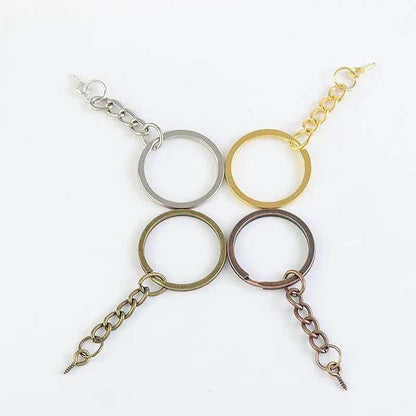 20pcs Key Ring with Chain Stainless Steel Keychain with Ring Keychains in Brass Gold Silver Bronze Jump Rings Bulk Split Key Ring