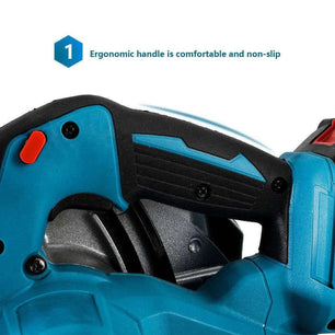 a close up of a cordless sander on a white background