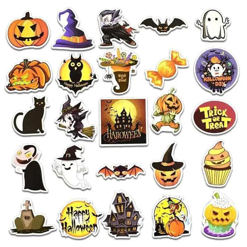 25pc Happy Halloween Stickers Pack Fall Halloween Party Spooky Pumpkin Kawaii Holiday Witch Horror Scrapbook Stationery Laptop Vinyl Sticker