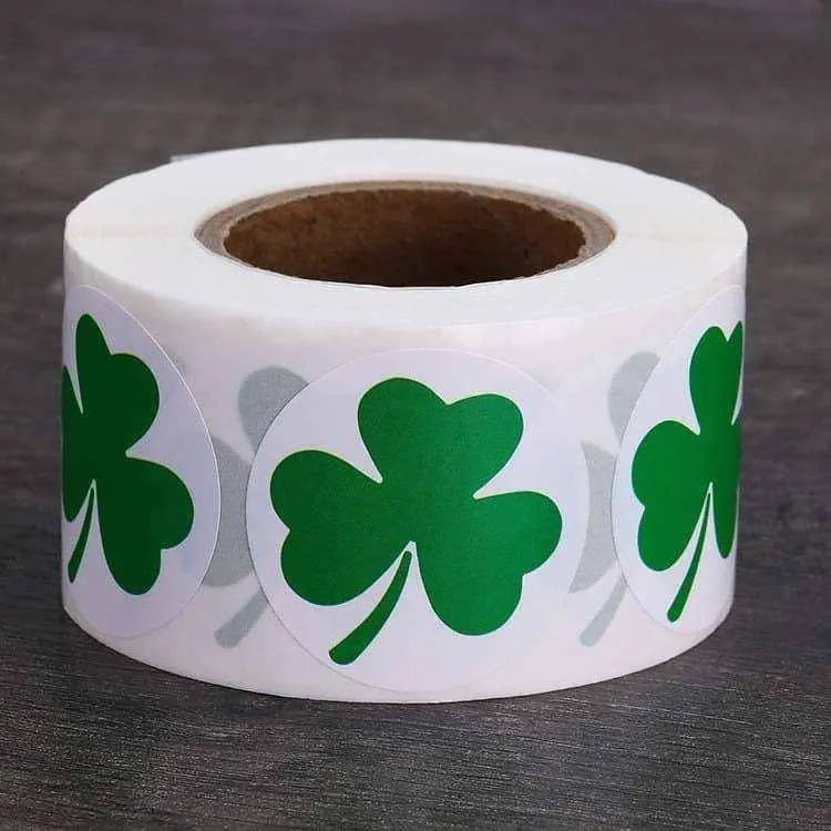 3 Leaf Clover Sticker Shamrock Stickers DIY Scrapbooking Cardmaking Supplies 500pcs Sticker Roll