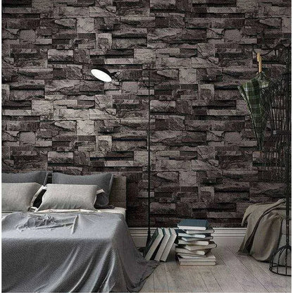 3D Brick Removable Peel Stick Wallpaper Grey Khaki Brown Black Temporary Kids Room Bedroom Kitchen Office Modern Wall Decal Adhesive Mural