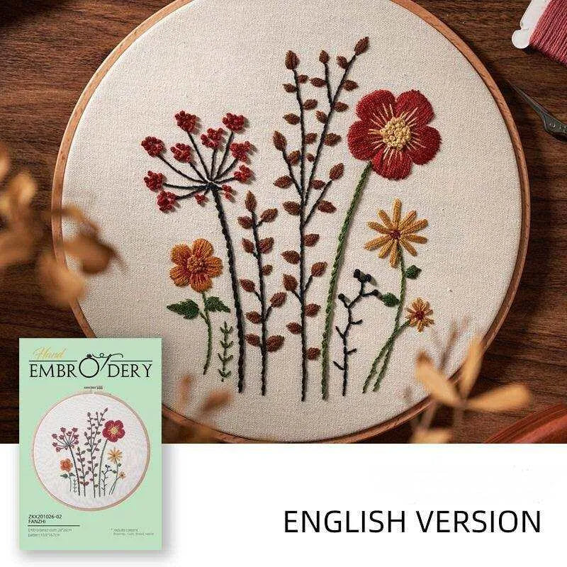 Simple Hand Embroidery Kit With Elk Flowers 3d Embroidery