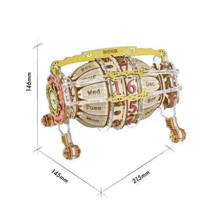 3D Wooden Time Machine Calendar Jigsaw Puzzle DIY Mechanical Time Engine Calendar Model Kits Brain Teaser Gift Home Desk Table Decor