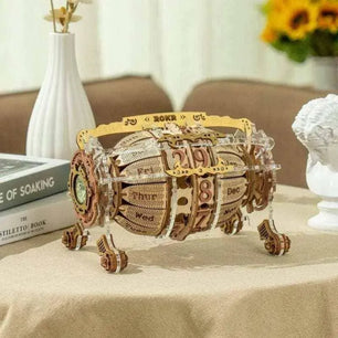 3D Wooden Time Machine Calendar Jigsaw Puzzle DIY Mechanical Time Engine Calendar Model Kits Brain Teaser Gift Home Desk Table Decor