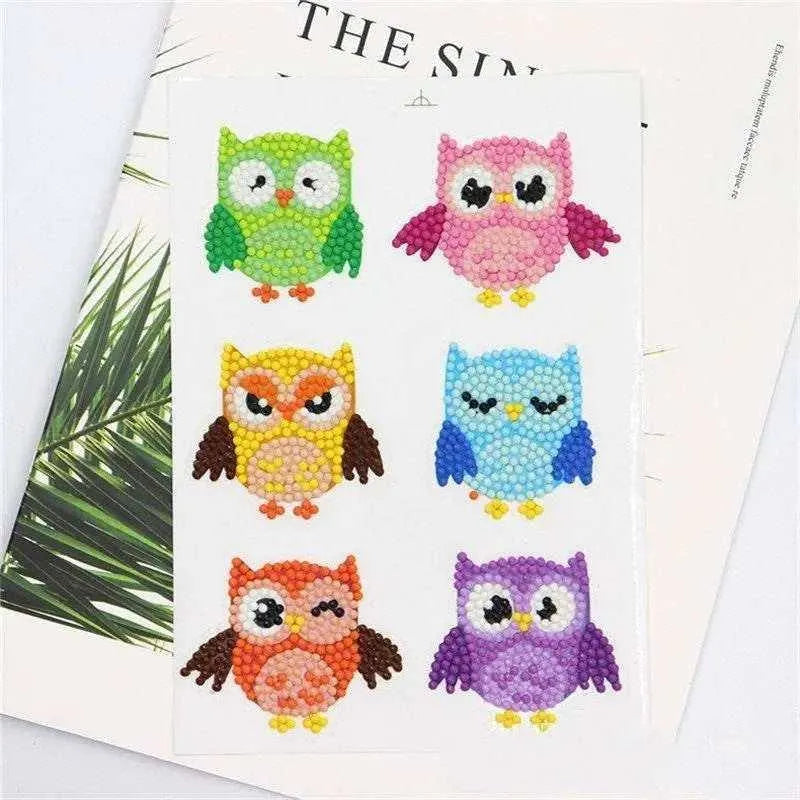 5D Diamond Painting Stickers Kits For Kids DIY Art Craft Easter Mosaic Owls Animals Fruits Cactus Stick Paint With Diamonds By Number Kit