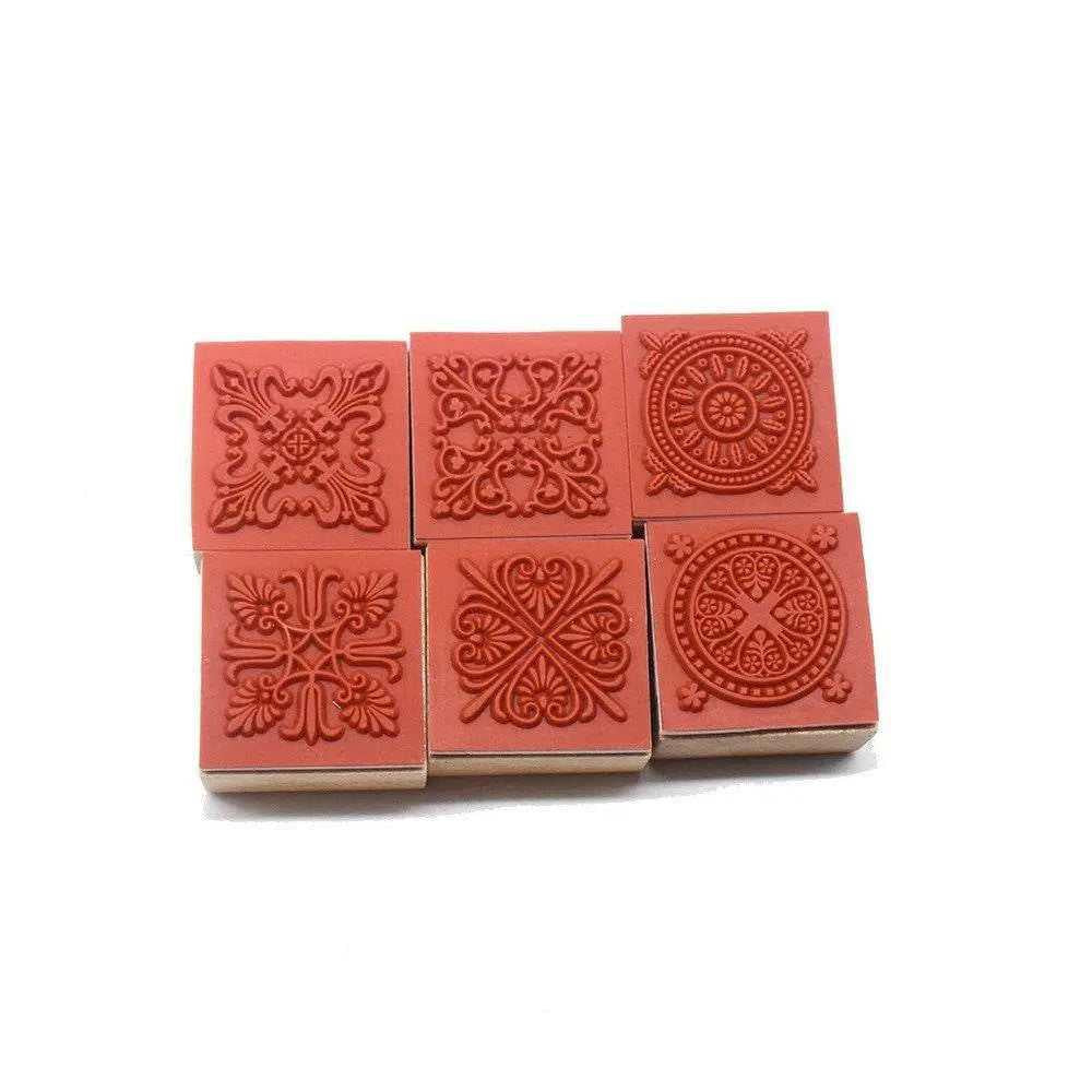 6 Clay embossers square stamp set pottery stamps embossing tools