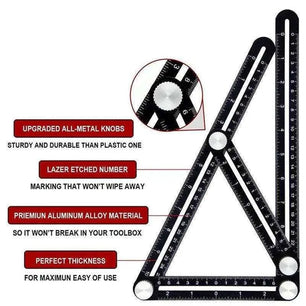 6 Folding Ruler Measuring Ruler Tile Hole Positioning Multi Angle Rulers W/Drill Guide For Puncher Carpentry Woodworking DIY Craft Supplies