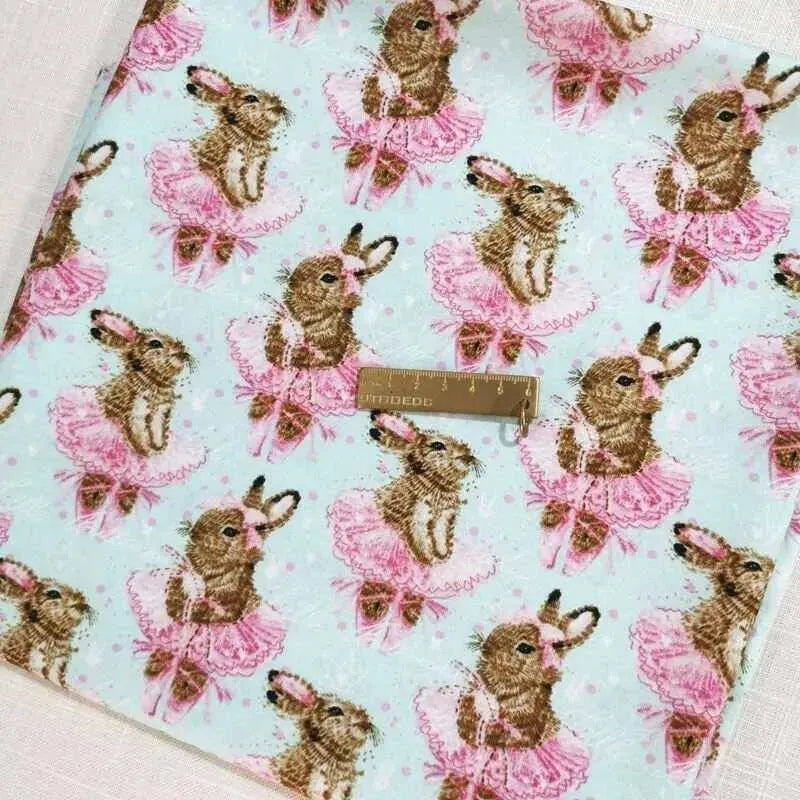 Angel Printed Cotton Fabric for Dressmaking Sewing Bedding Mask Needlework Cushion Covers Rabbits Fox Animal Birds Print Cloth By the Meter