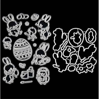 Animal Cutting Dies and Stamps DIY Cardmaking Greeting Card Supplies Die Cuts For Easter Bunny Stamps Cards For Easter Metal Crafting Die