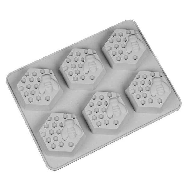 Honeycomb Mold Bee Silicone Mould 6 Mold Tray Baking Accessories Chocolate Making DIY Candle Making Soap Making Tool Multifunction Mold