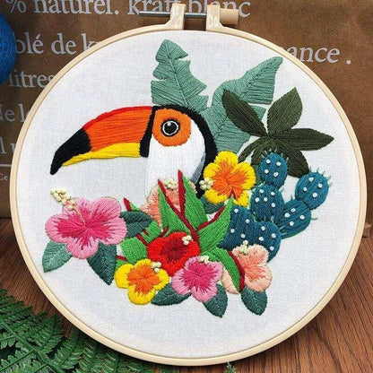 Bird Cross Stitch, Birds Embroidery, Pelican, Tucan, Parot