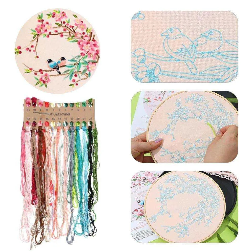 Birds Embroidery Sets Fish Needle Crafting Kits DIY Embroidery