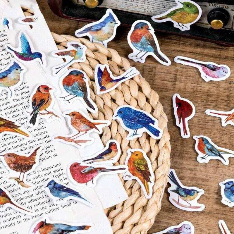 Birds Sticker Pack Sparrow Diary Sticker Cute Stationery Scrapbook Stickers Phone Case Decal Laptop Decals 46pcs Stickers